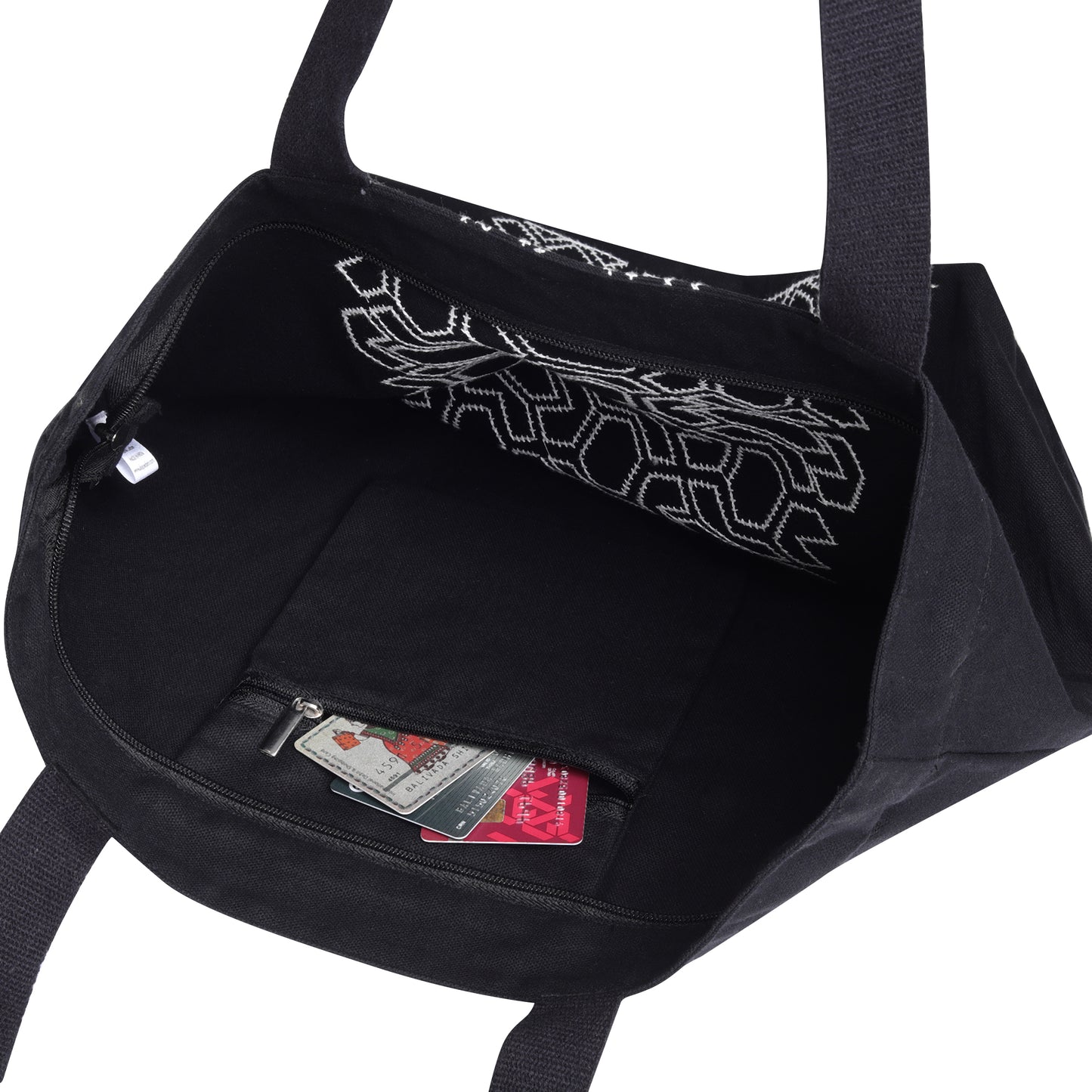 Mighty Zip Tote - Black & White I Embroidered I
