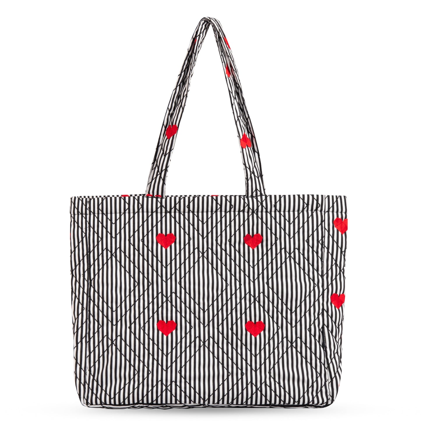 Quilted Zip Tote - Hearts & Stripes