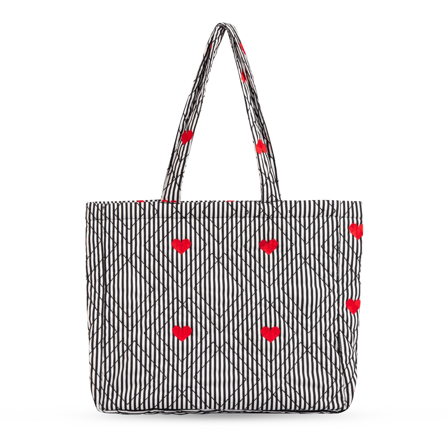 Quilted Zip Tote - Hearts & Stripes