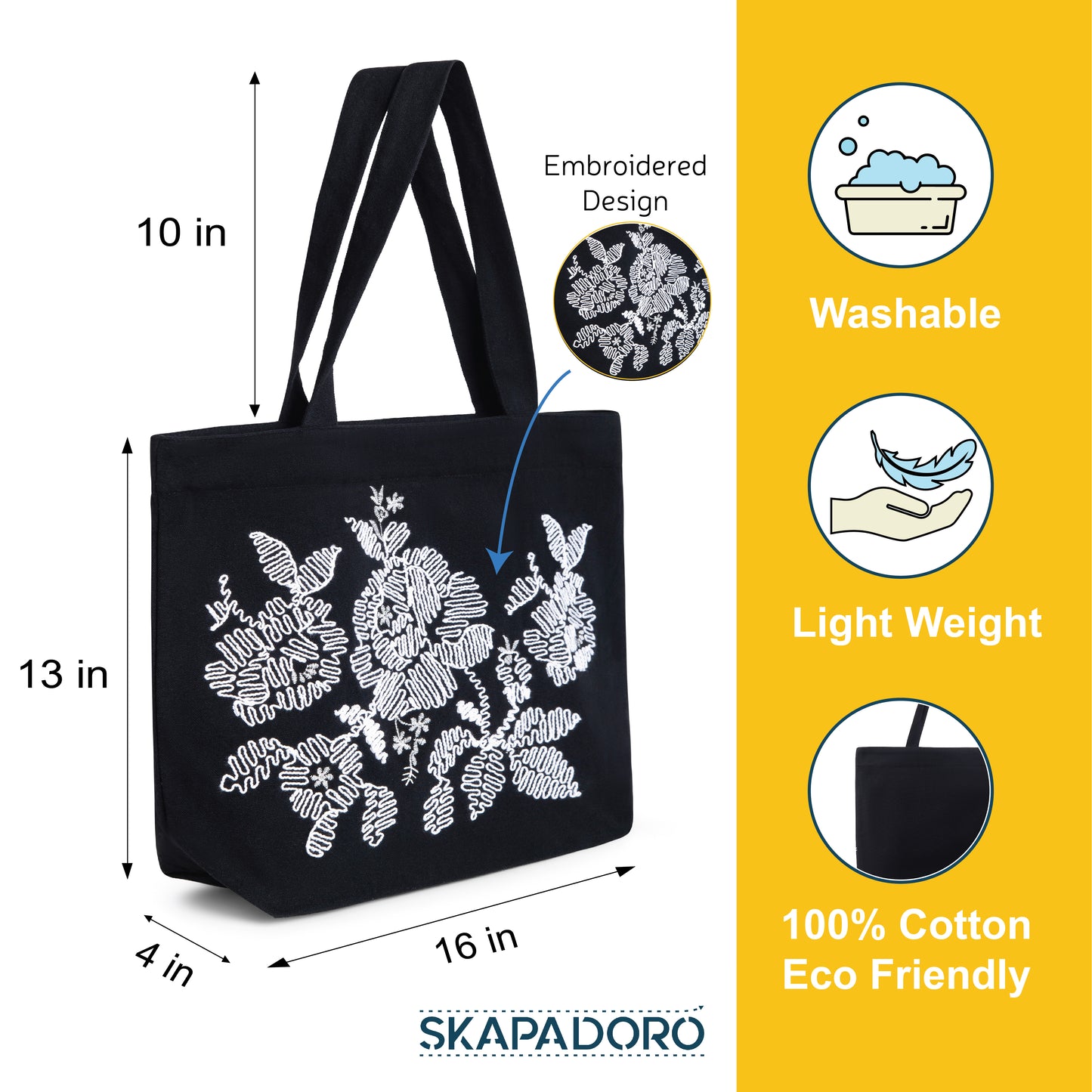 Mighty Zip Tote - Flowers I Embroidered I
