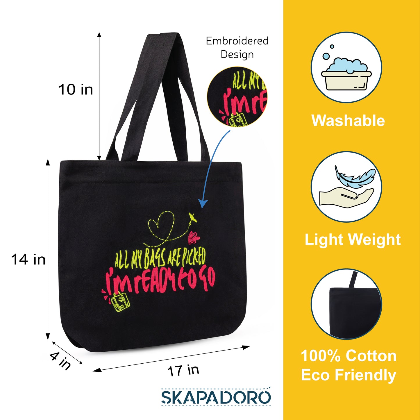 Mighty Zip Tote - Ready to go I Embroidered I