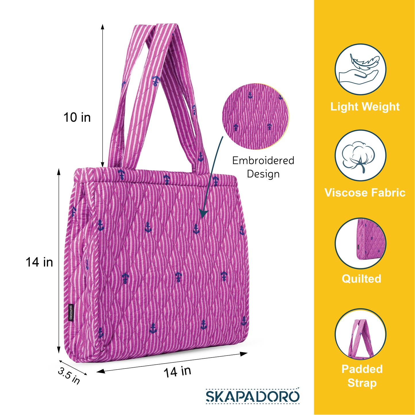 Square Quilted Zip - Sailor Stripe