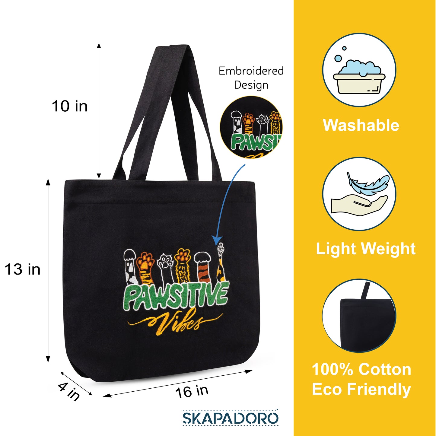 Mighty Zip Tote - Pawsitive Vibes I Embroidered I