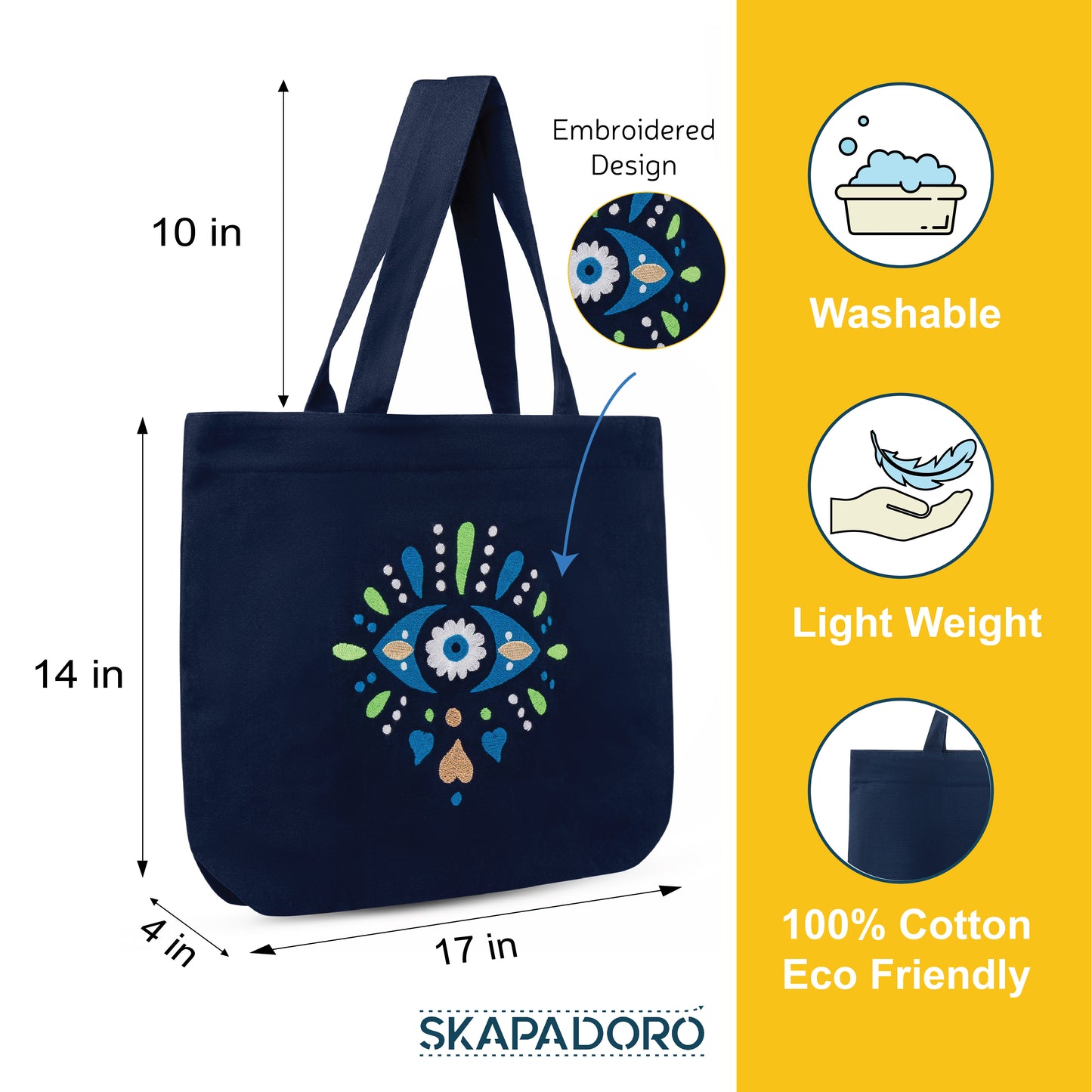 Mighty Zip Tote - Nazar Battu I Embroidered I