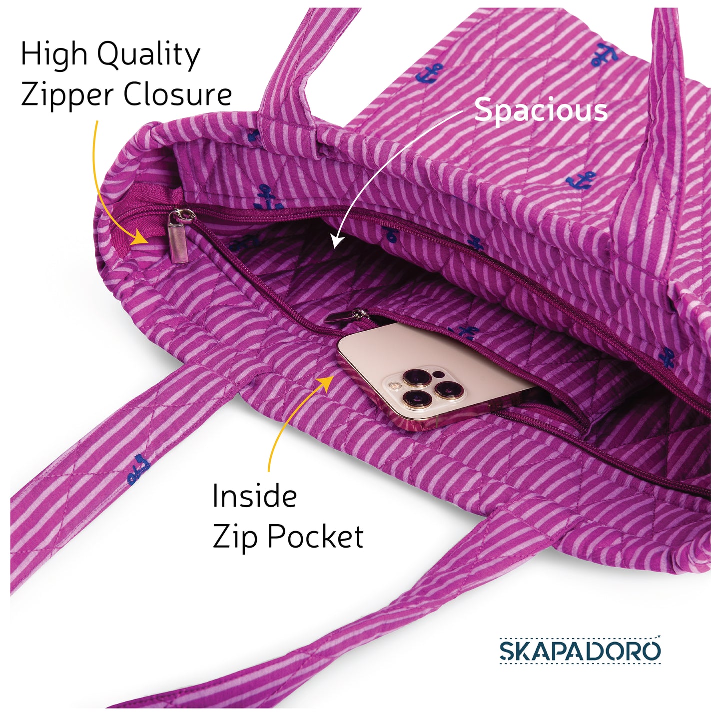 Square Quilted Zip - Sailor Stripe