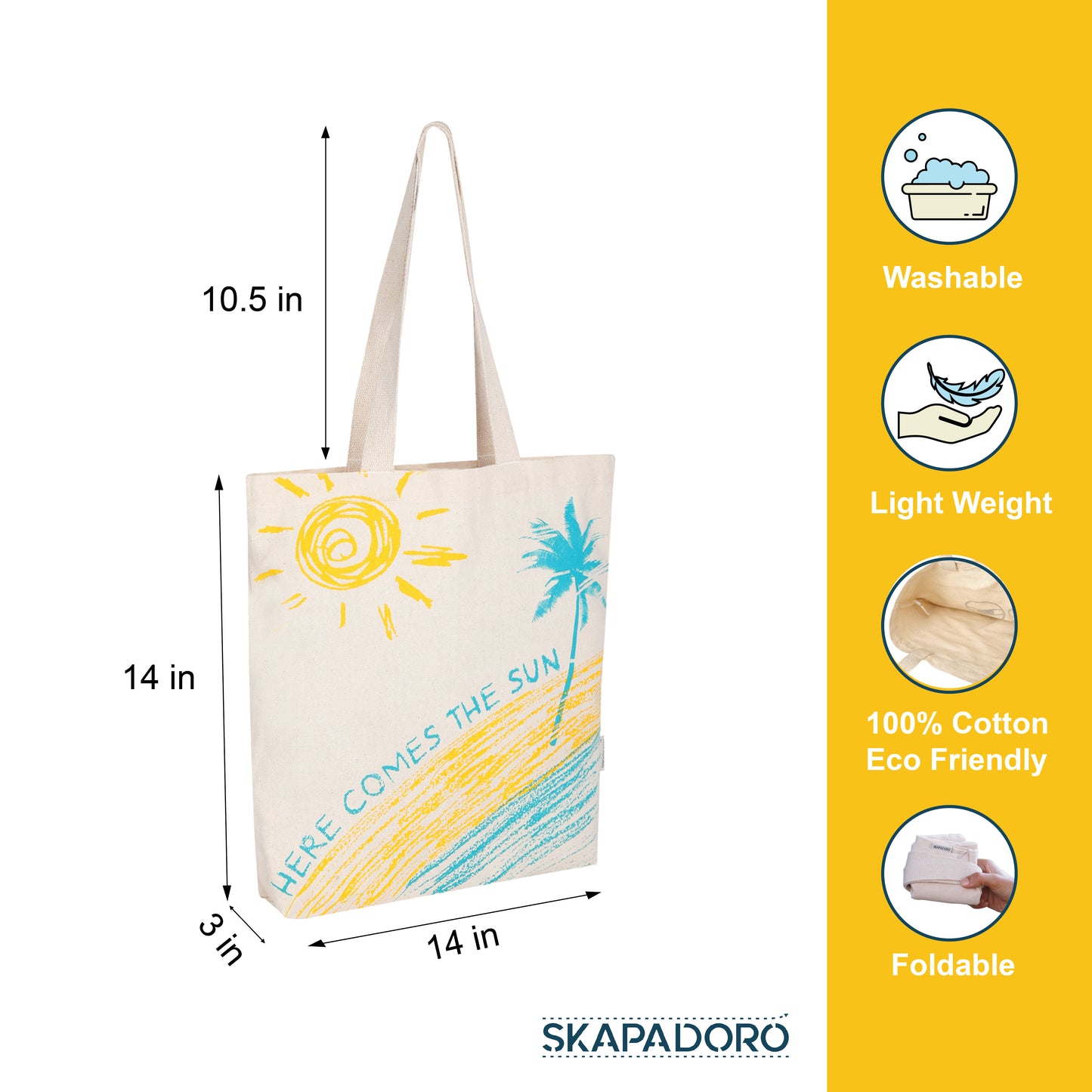Canvas Basic Tote - Here Comes the Sun
