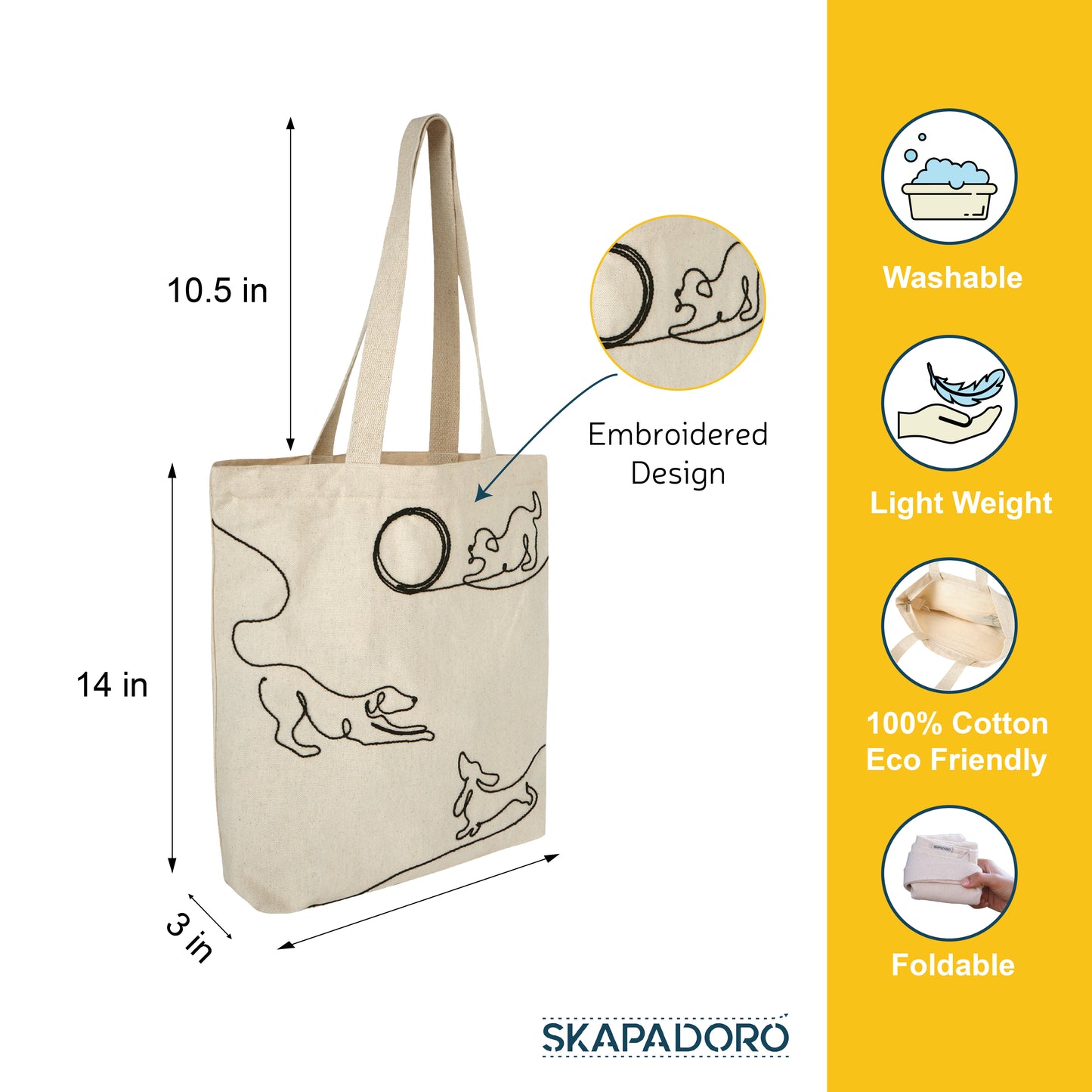 Canvas Zip Tote - Dog Lovers I Embroidered I