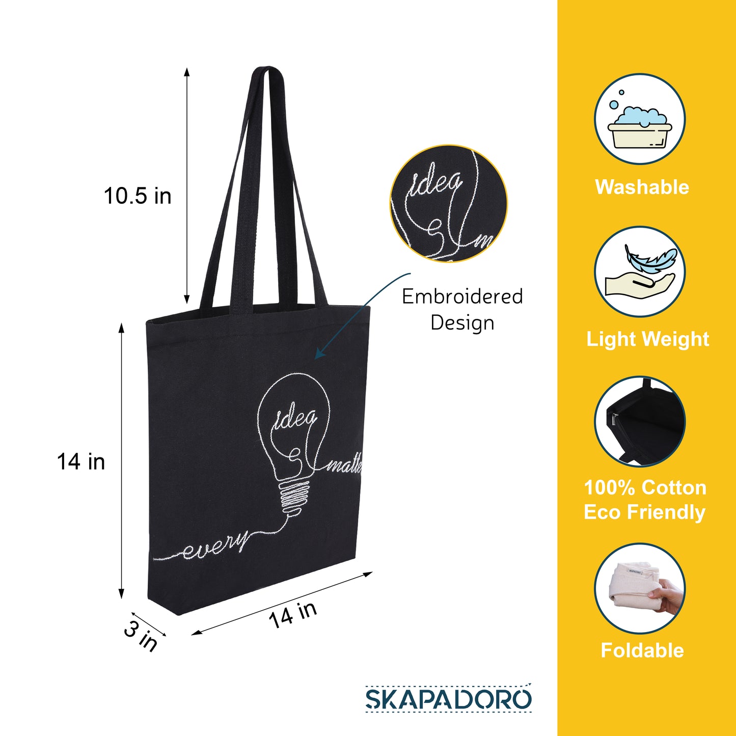 Canvas Zip Tote - Every Idea Matters I Embroidered I