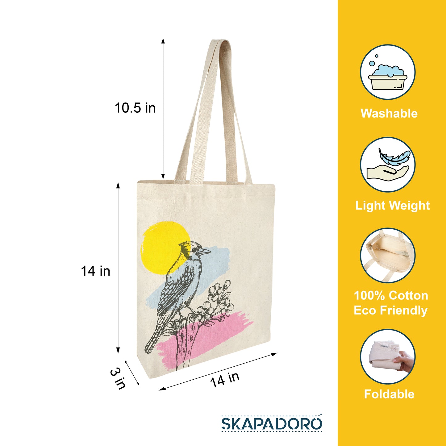 Canvas Zip Tote - Bird