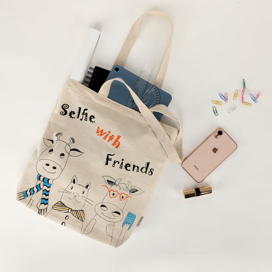 Canvas Zip Tote - Selfie with Friends