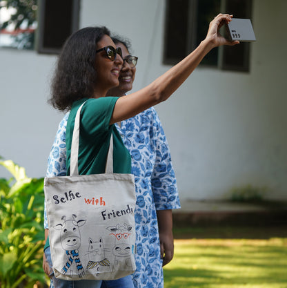 Canvas Zip Tote - Selfie with Friends