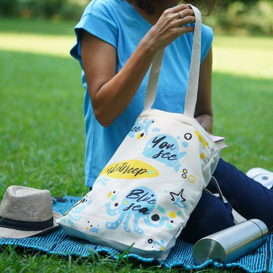 Canvas Zip Tote - Save the Sea