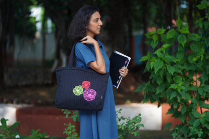 Quilted Zip Tote - Neon Bloom