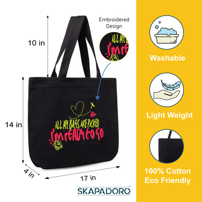 Mighty Zip Tote - Ready to go I Embroidered I
