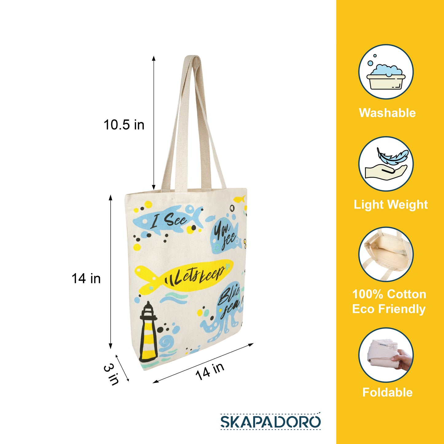Canvas Zip Tote - Save the Sea
