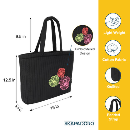 Quilted Zip Tote - Neon Bloom