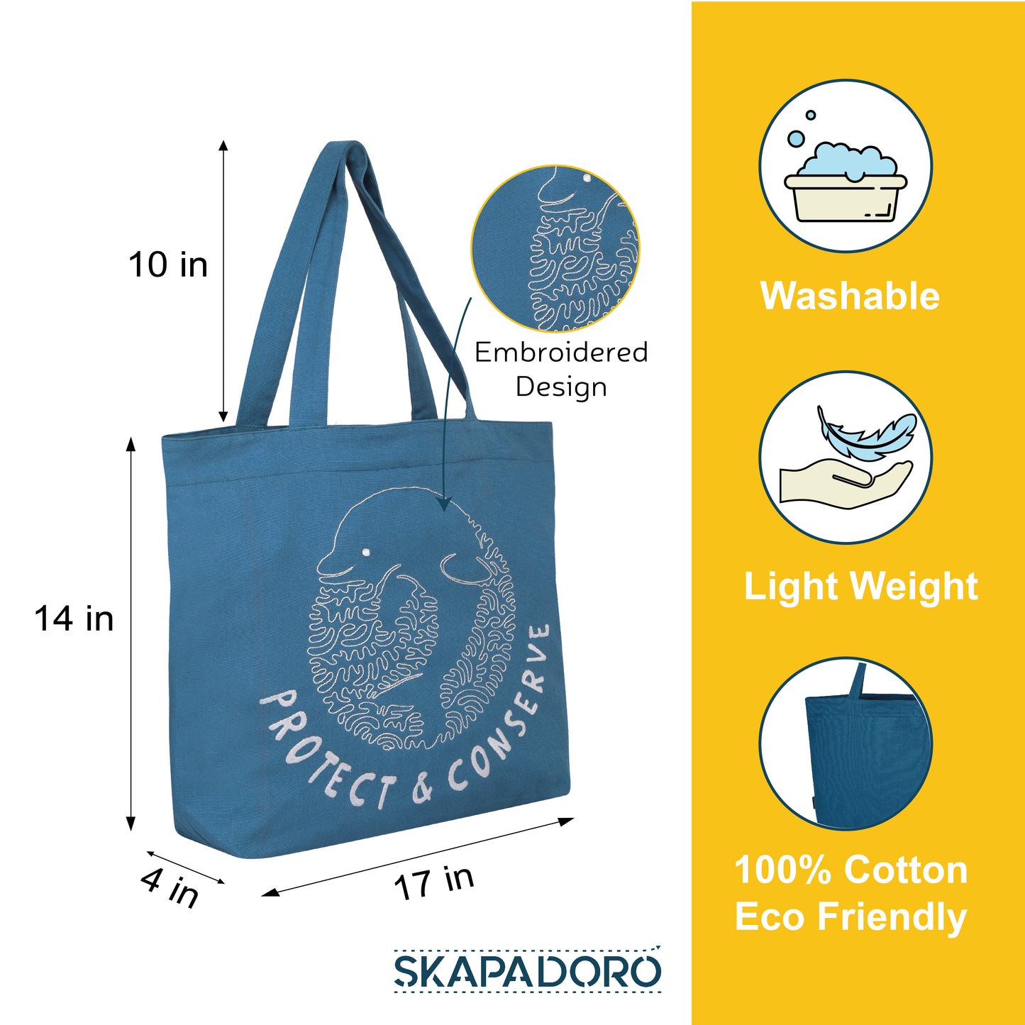 Mighty Zip Tote- Protect & Conserve I Embroidered I