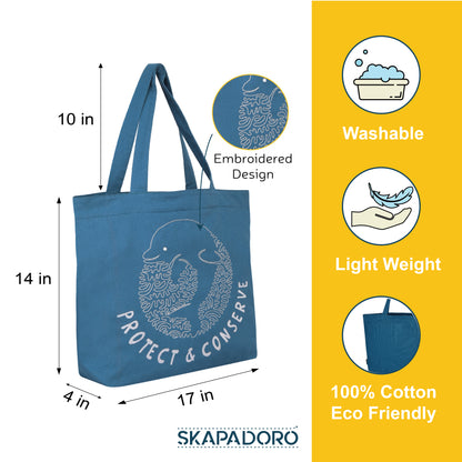 Mighty Zip Tote- Protect & Conserve I Embroidered I