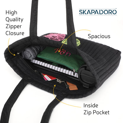 Quilted Zip Tote - Neon Bloom