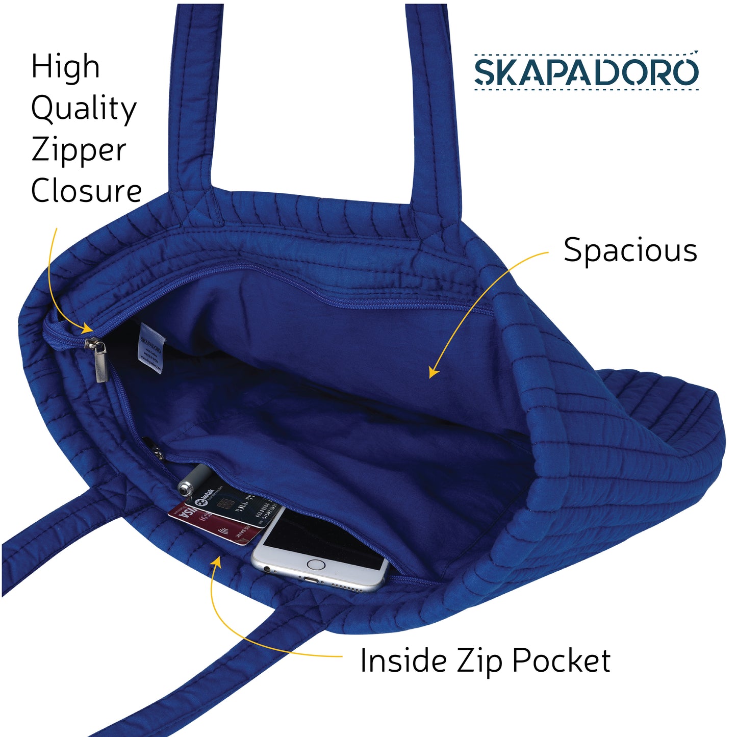 Quilted Zip Tote - Evil Eye